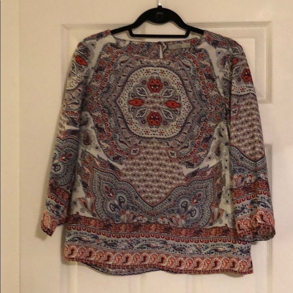 Dalia Patterned Blouse, Navy/Orange/White - S
